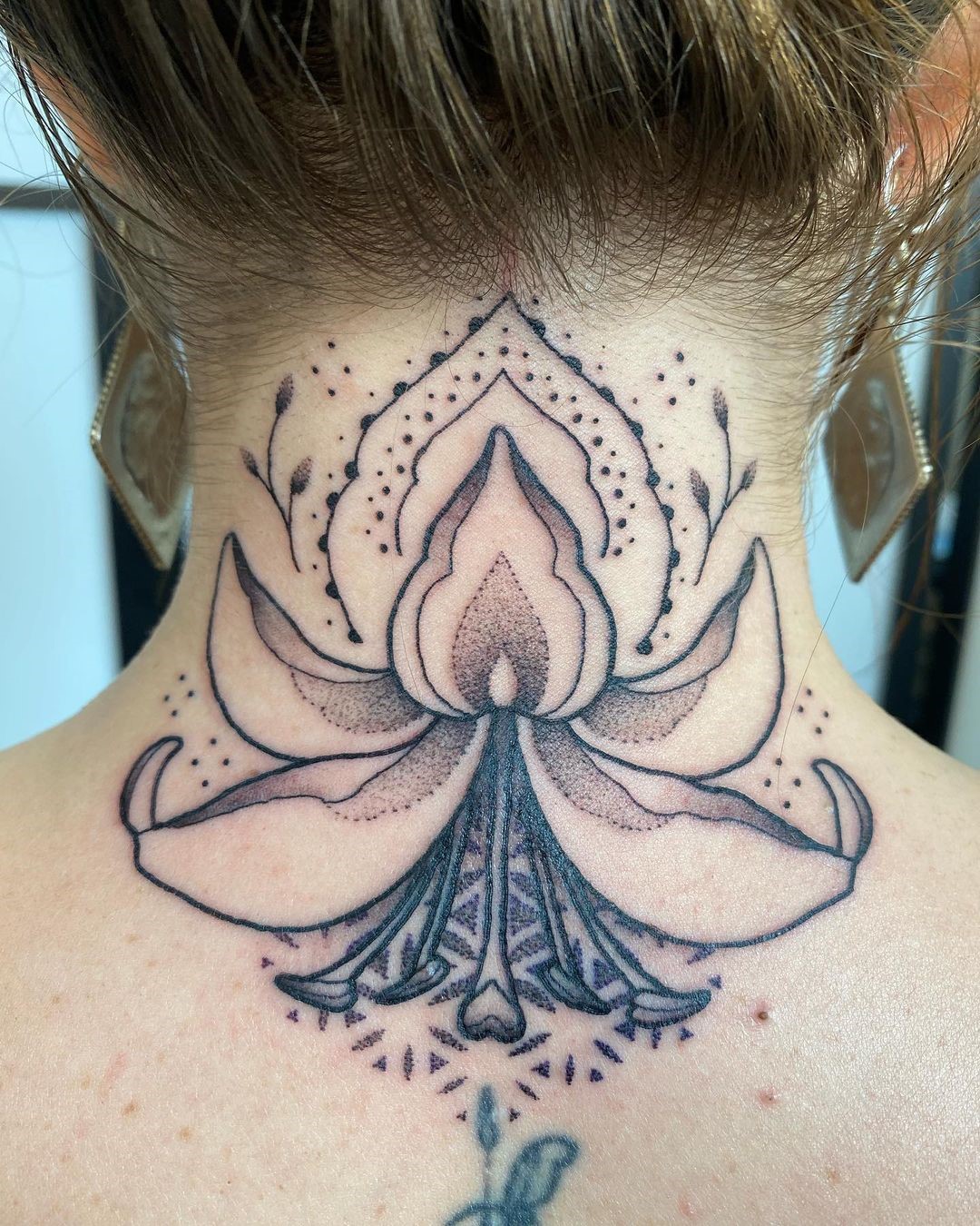 Neck Flower Of Life Tattoo For Women 