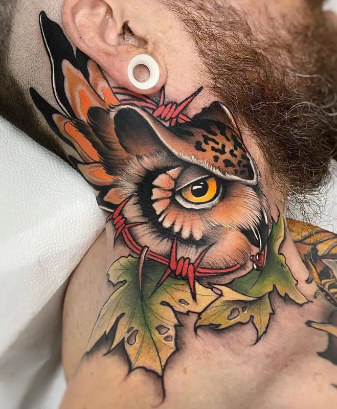 Neo-Traditional Owl Tattoo 1