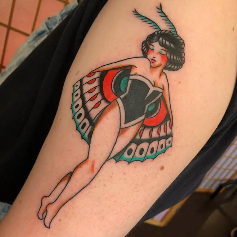 Peacock Pin Up Girl Tattoo Design