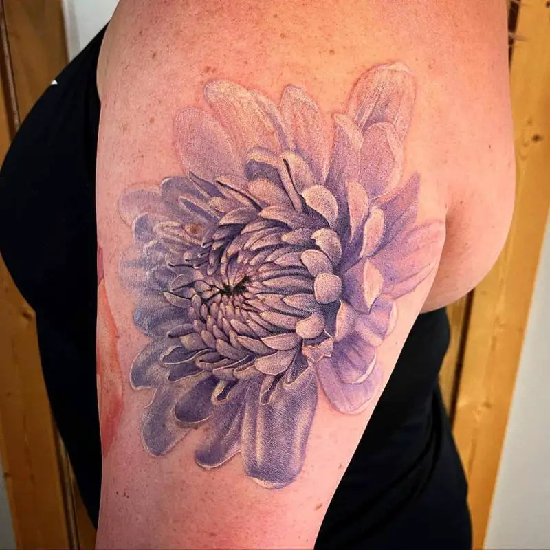 Realistic Chrysanthemum Tattoos 1