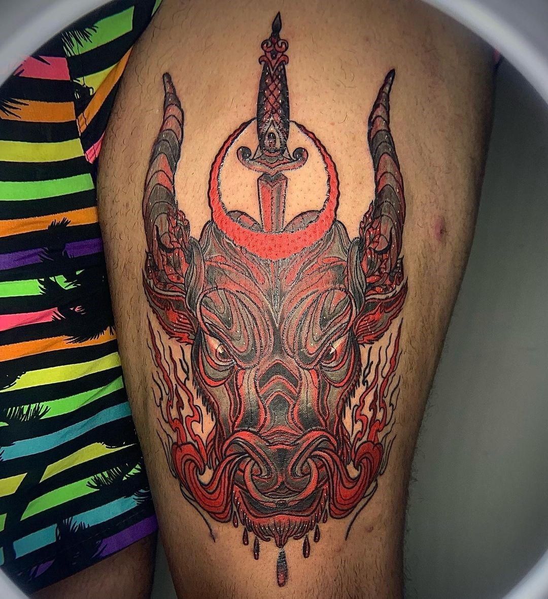 Scary Red Bull Tattoo 