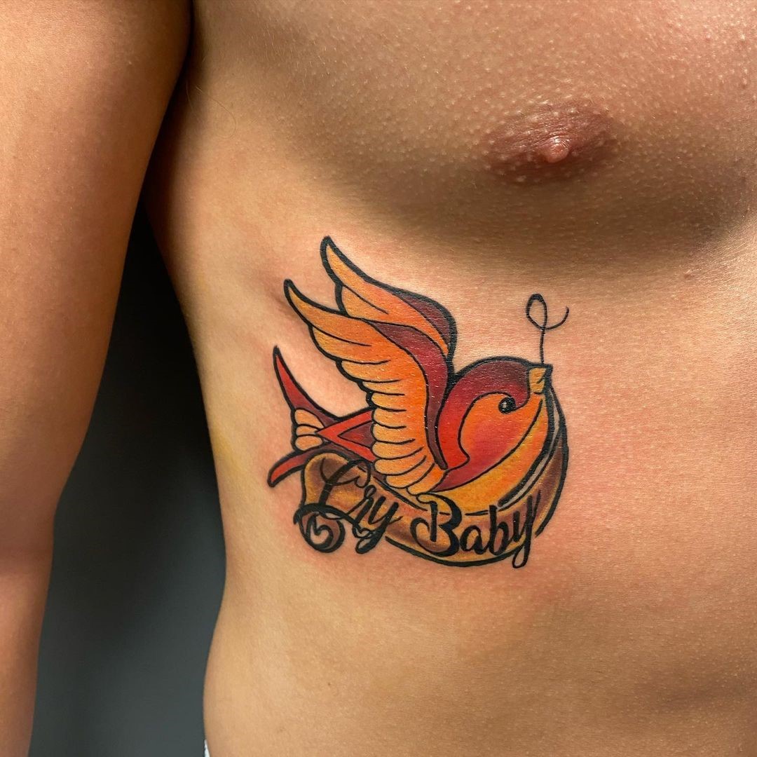 Stomach Sparrows Tattoo 