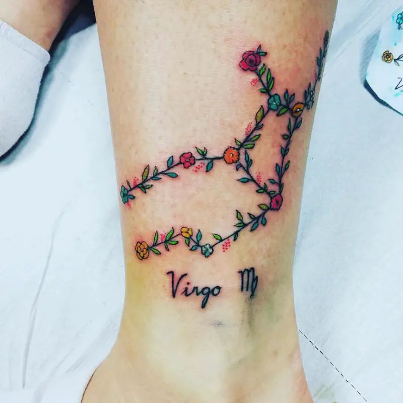 Virgo Tattoos With Flowers 3