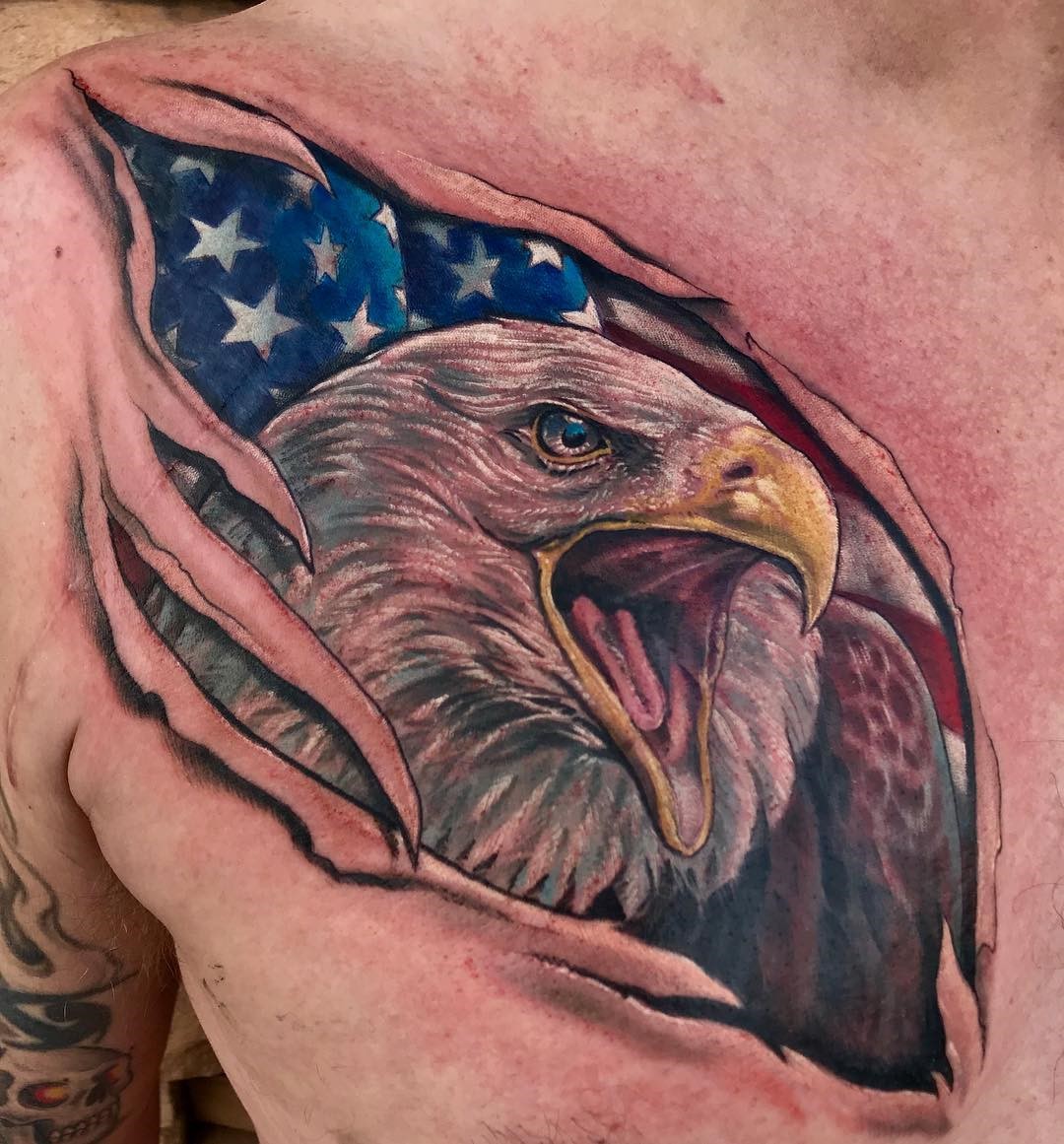 American Eagle Flag Tattoo Ink For Men 