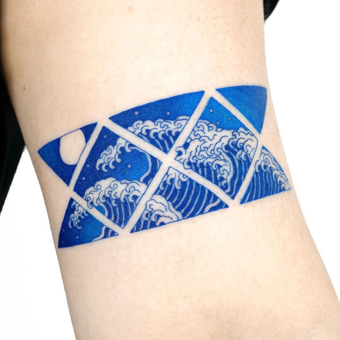 Bright Blue Waves Tattoos 