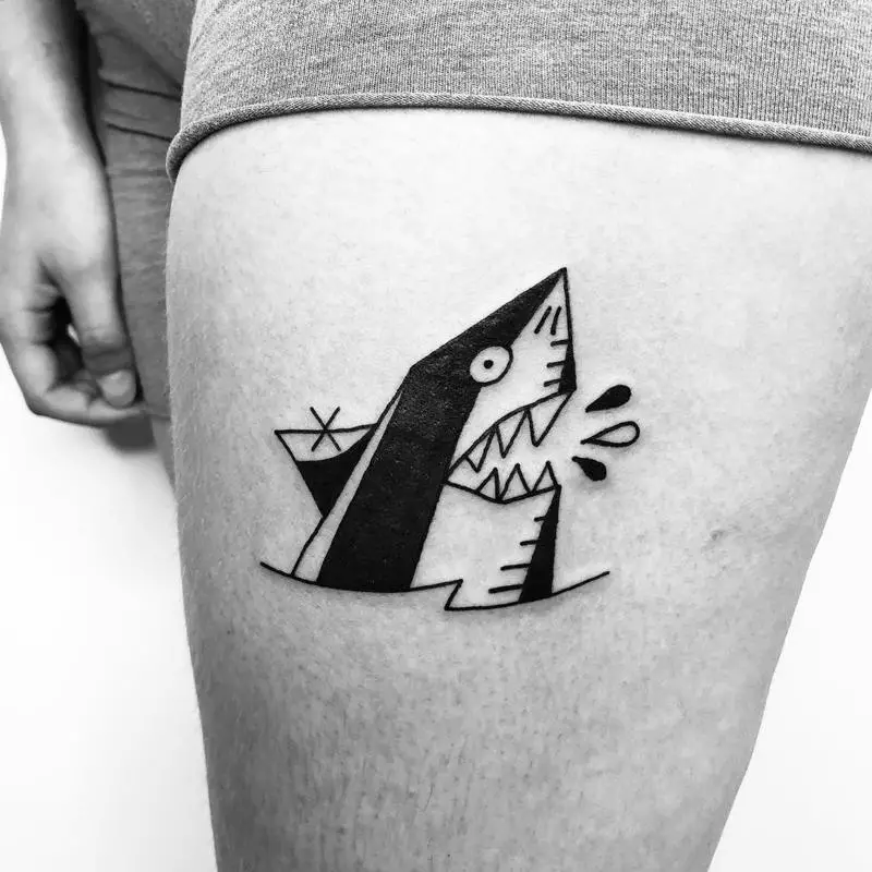 Cartoon Wicked Shark Tattoo Design