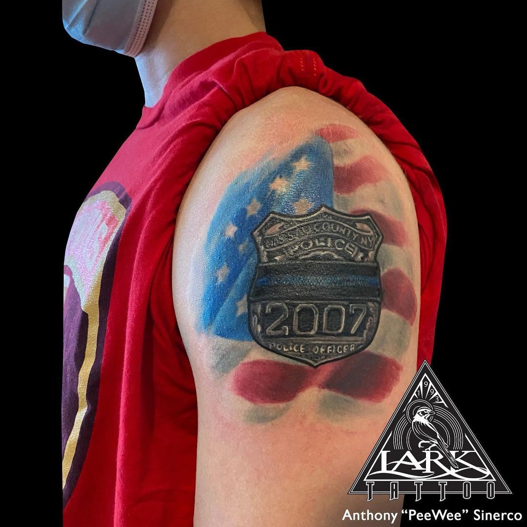 Colorful American Flag Tattoo Police Inspired 