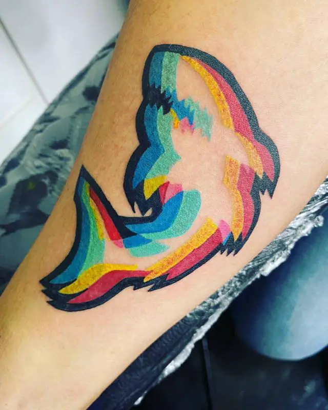 Colorful Shark Outline Tattoo Design