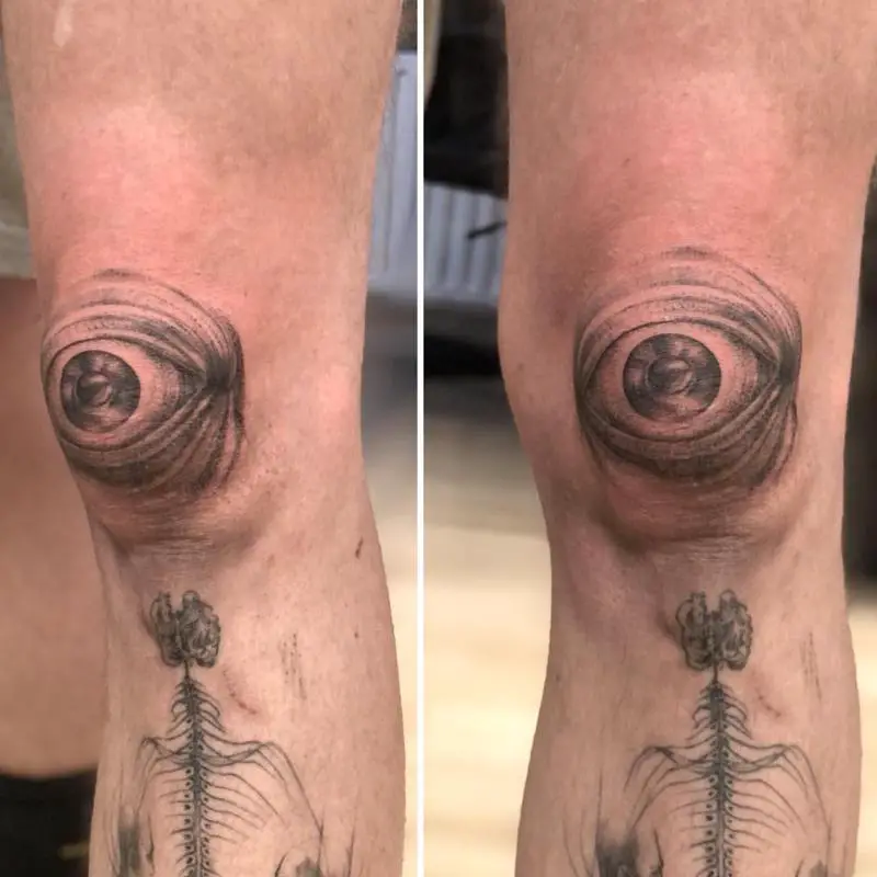 Eyes on the Knee Tattoo 1