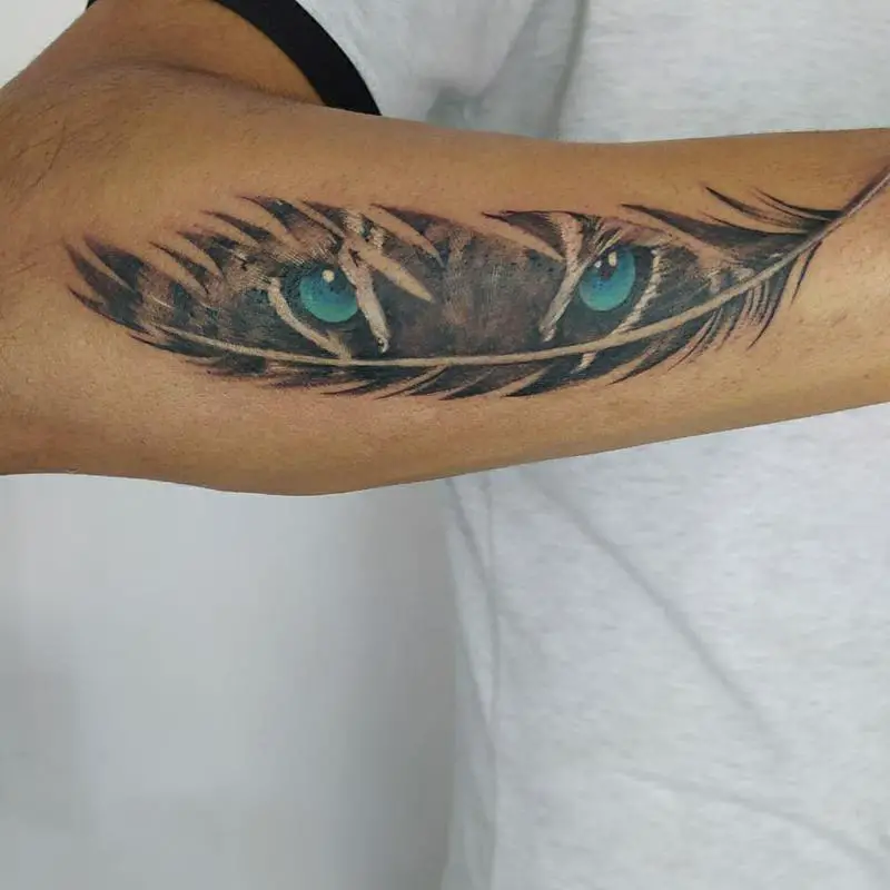 Feather Tiger Eyes Tattoo Design