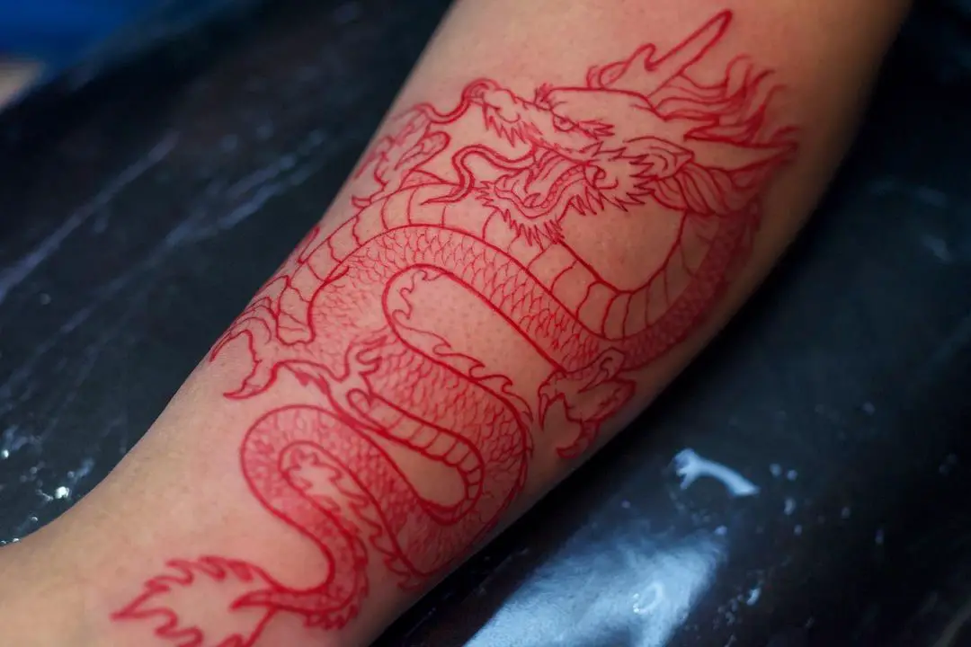 Дизайн Татуировки Огненно - Красного Дракона