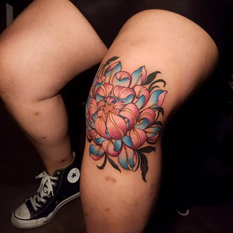 Floral Knee Tattoos 1