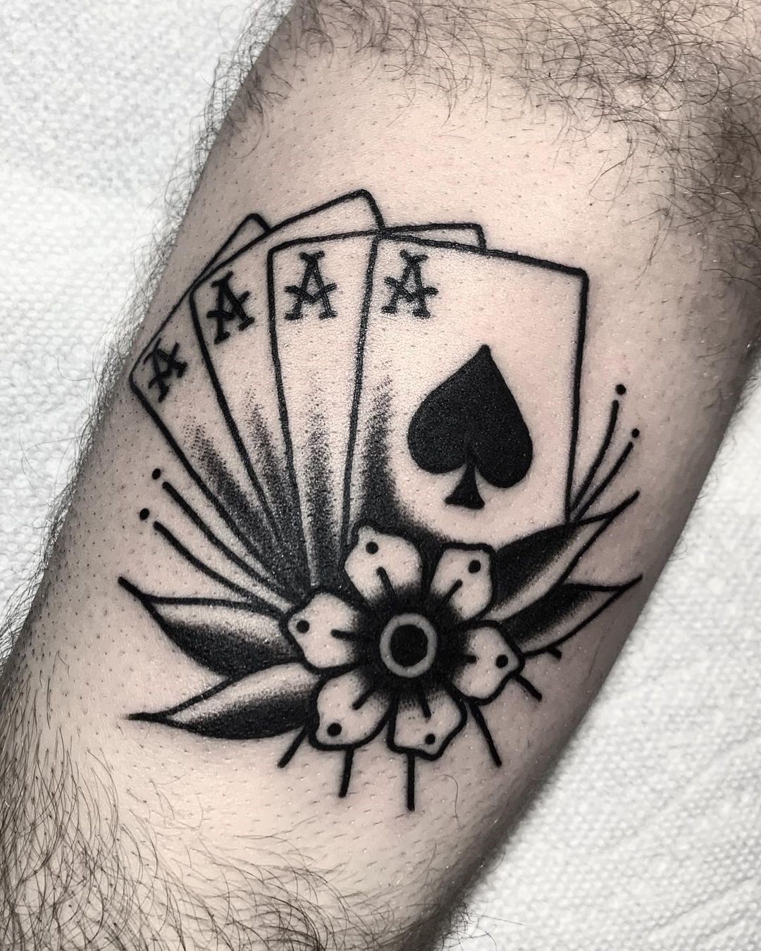 Four Cards Ace Tattoo 
