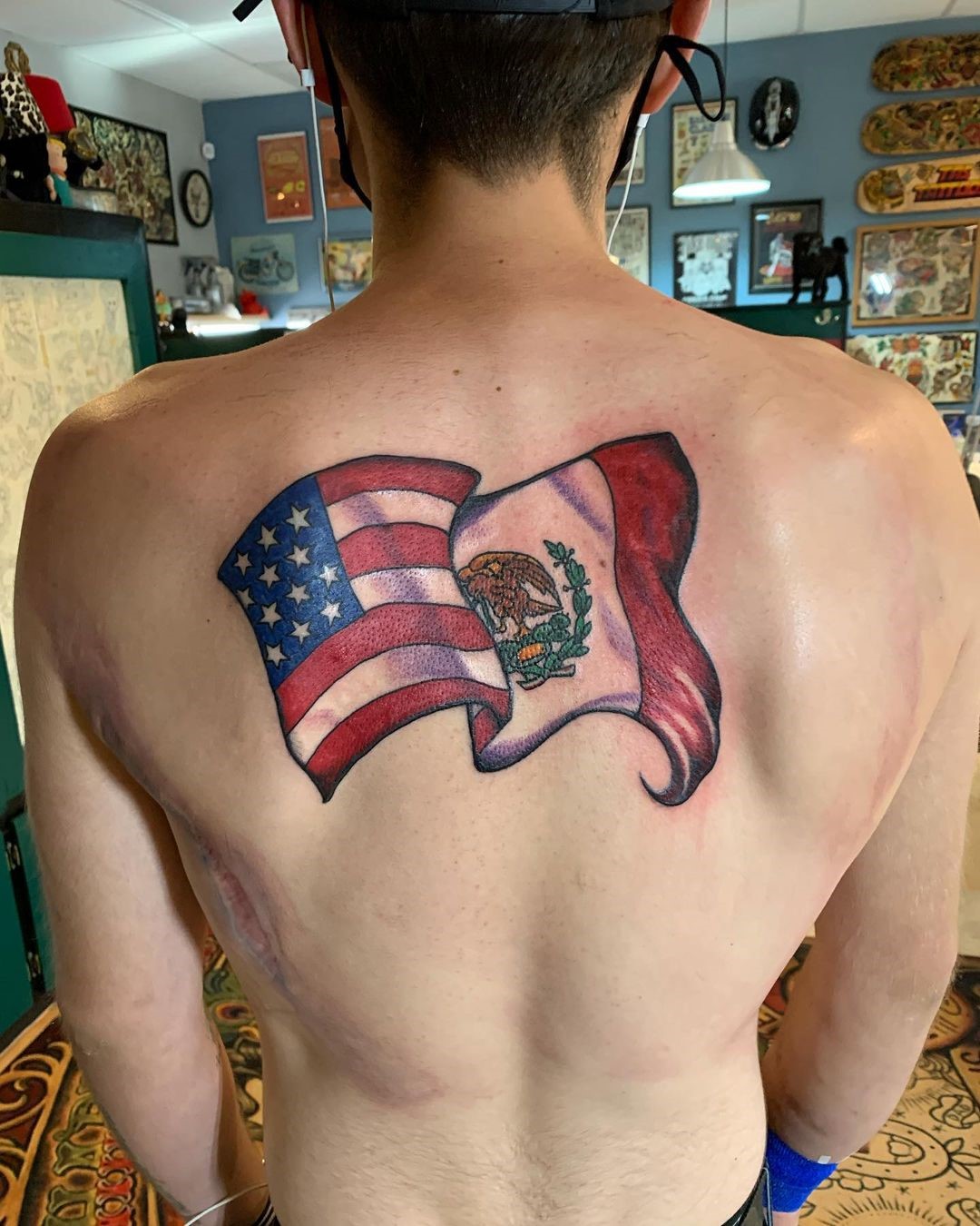 Giant Back American Flag Tattoos 