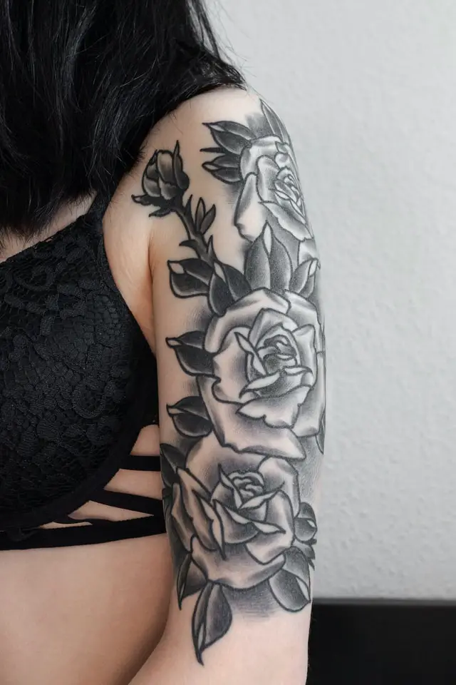 Grayscale Rose Tattoo