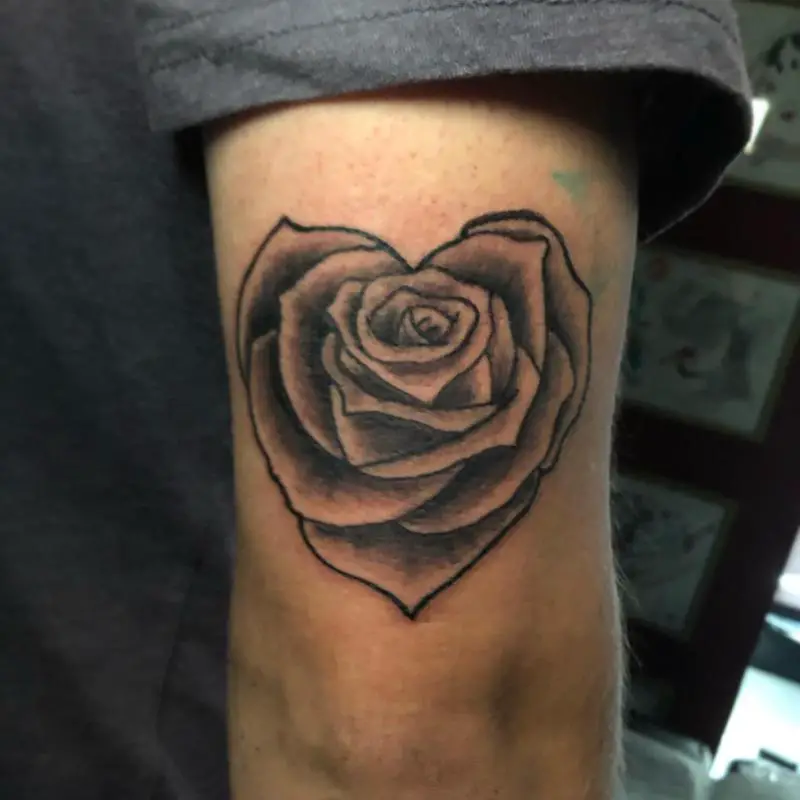 Heart-Shaped Rose Tattoo