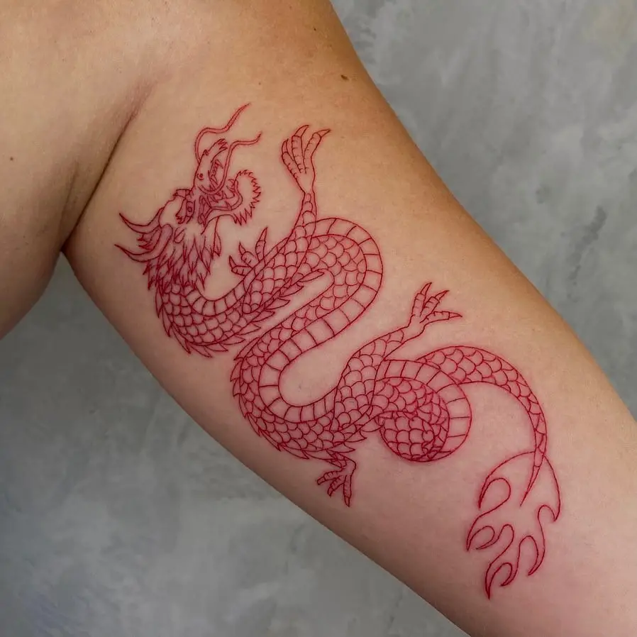 Дизайн Татуировки Красного Дракона На Внутренней Стороне Руки