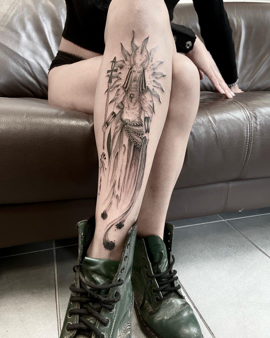 Leg Anubis Tattoo