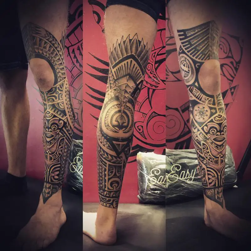 Leg Polynesian Tattoo Designs 3