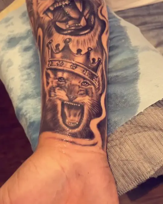 Lion Cub With Crown Tattoo 3