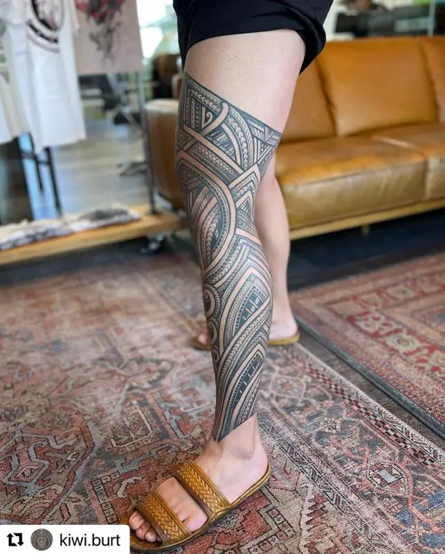 Tattoo uploaded by Raymond Scarborough  Full Samoan tribal leg tattoo   Tattoodo