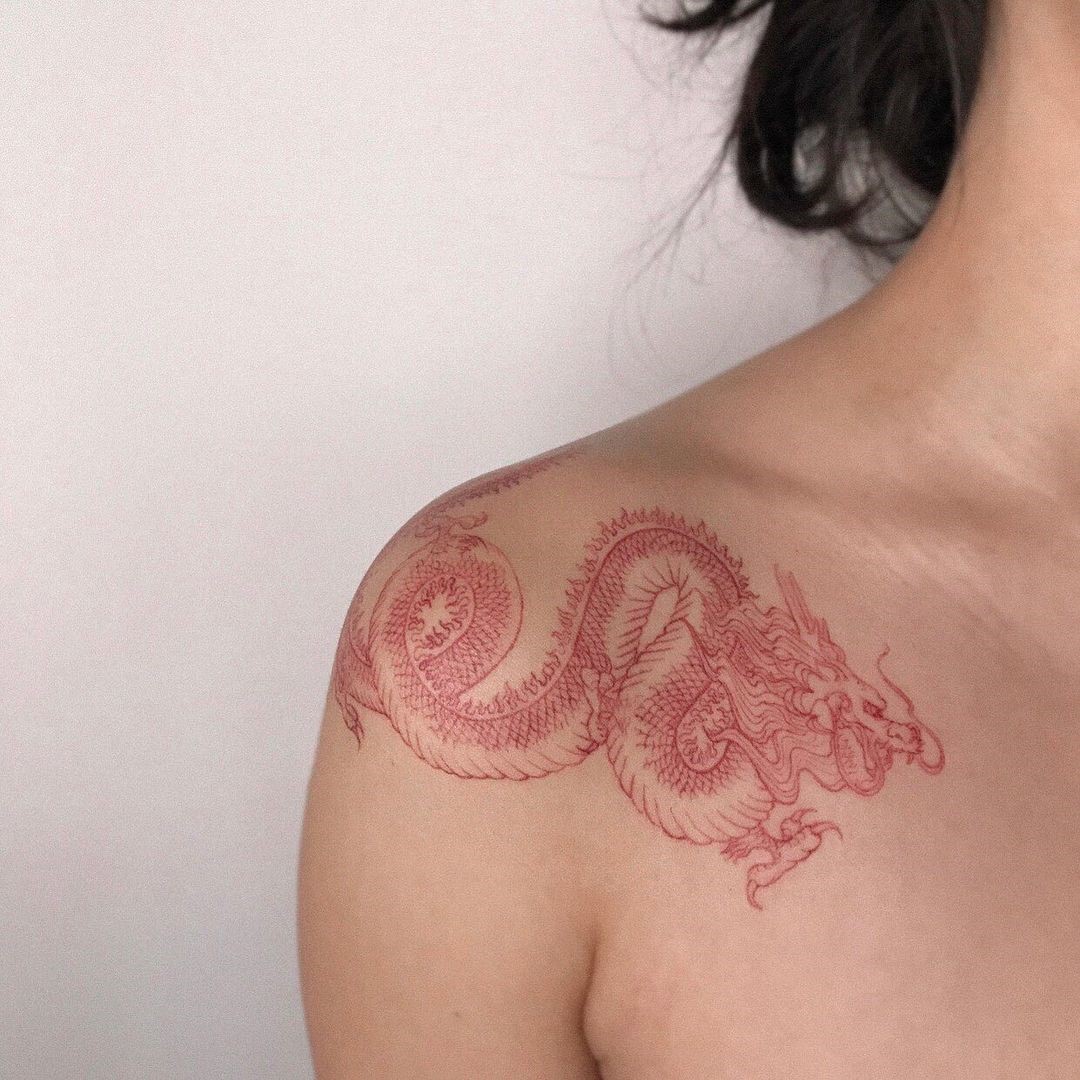 Protective Red Dragon Tattoo Design