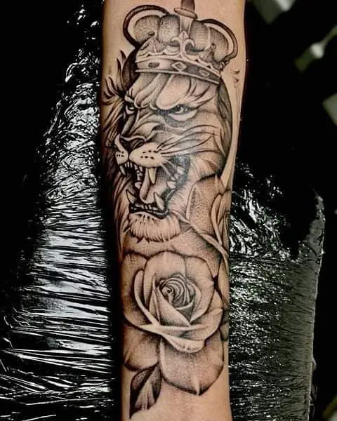 Roaring Lion With Crown Tattoo 3
