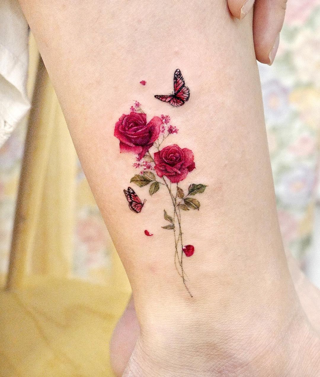 Colored rose tattoo designs