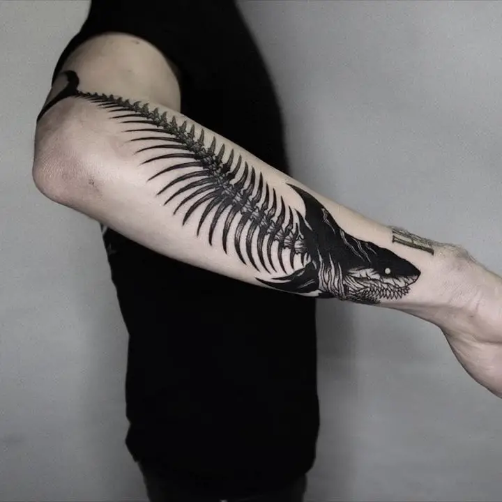 Shark Skeleton Tattoo Design