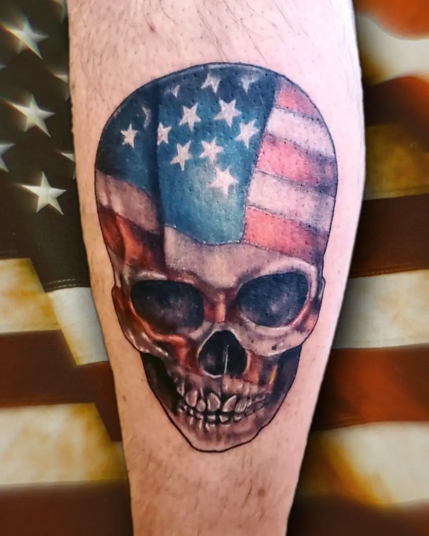 Skull American Flag Tattoos 