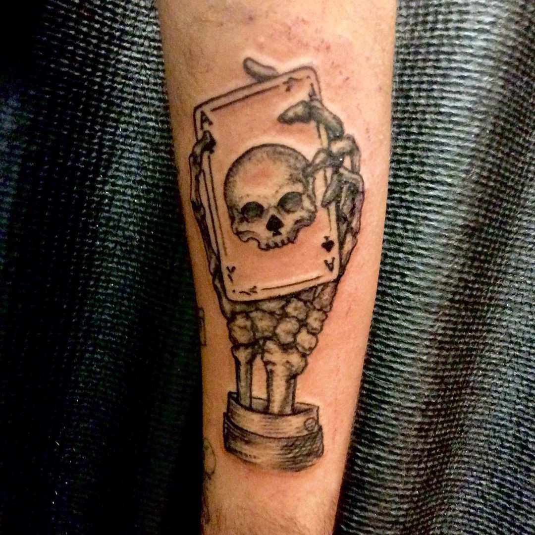 Skull Black Ink Ace Tattoo 