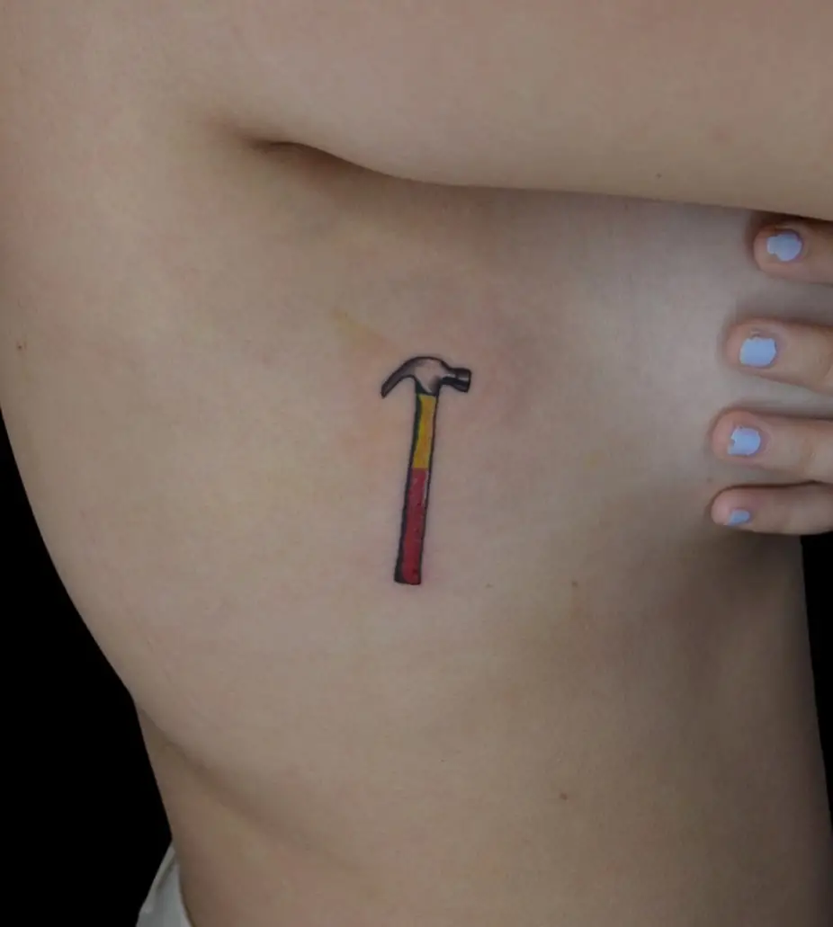 Small & Colorful Hammer Tattoo 