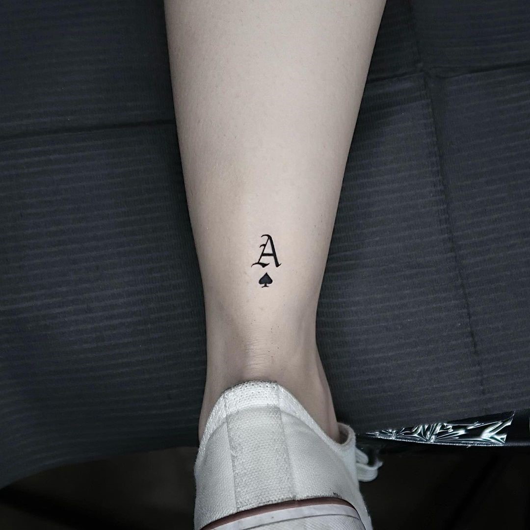 Small Leg Ace Tattoo 