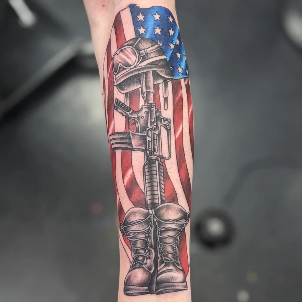 American Flag Outline Tattoos