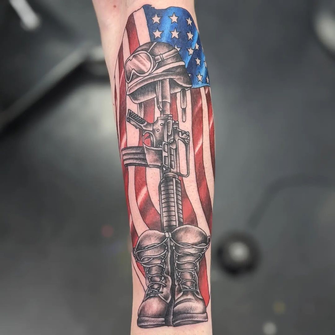 Tattered American Flag Tattoo 