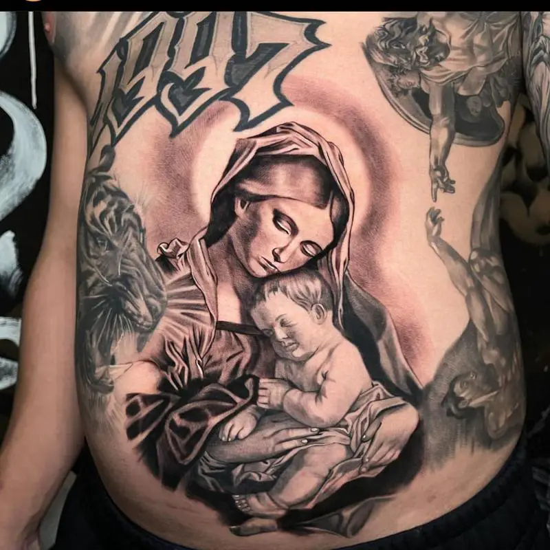 The Mother And Her Baby Angel Tattoo 2
