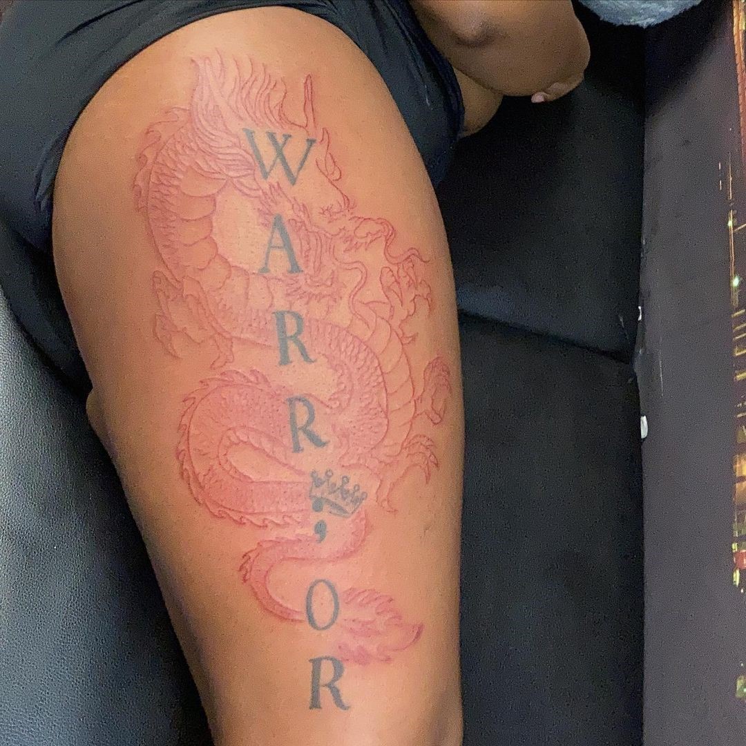Warrior Red Dragon Tattoo Design