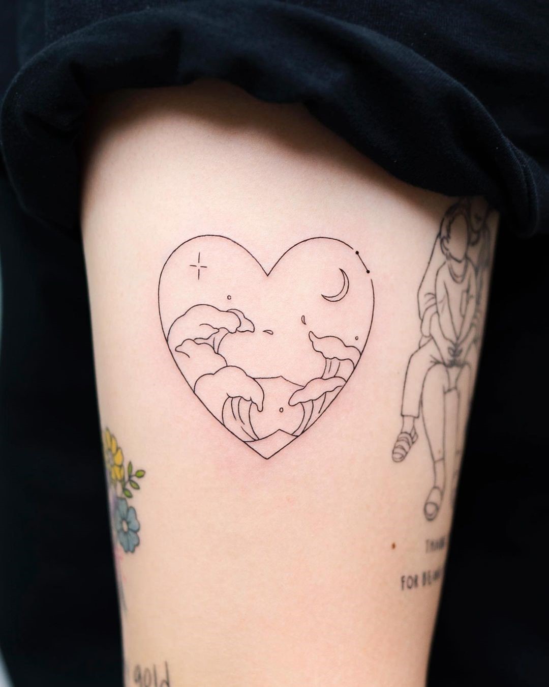 Wave Tattoo In A Heart Print
