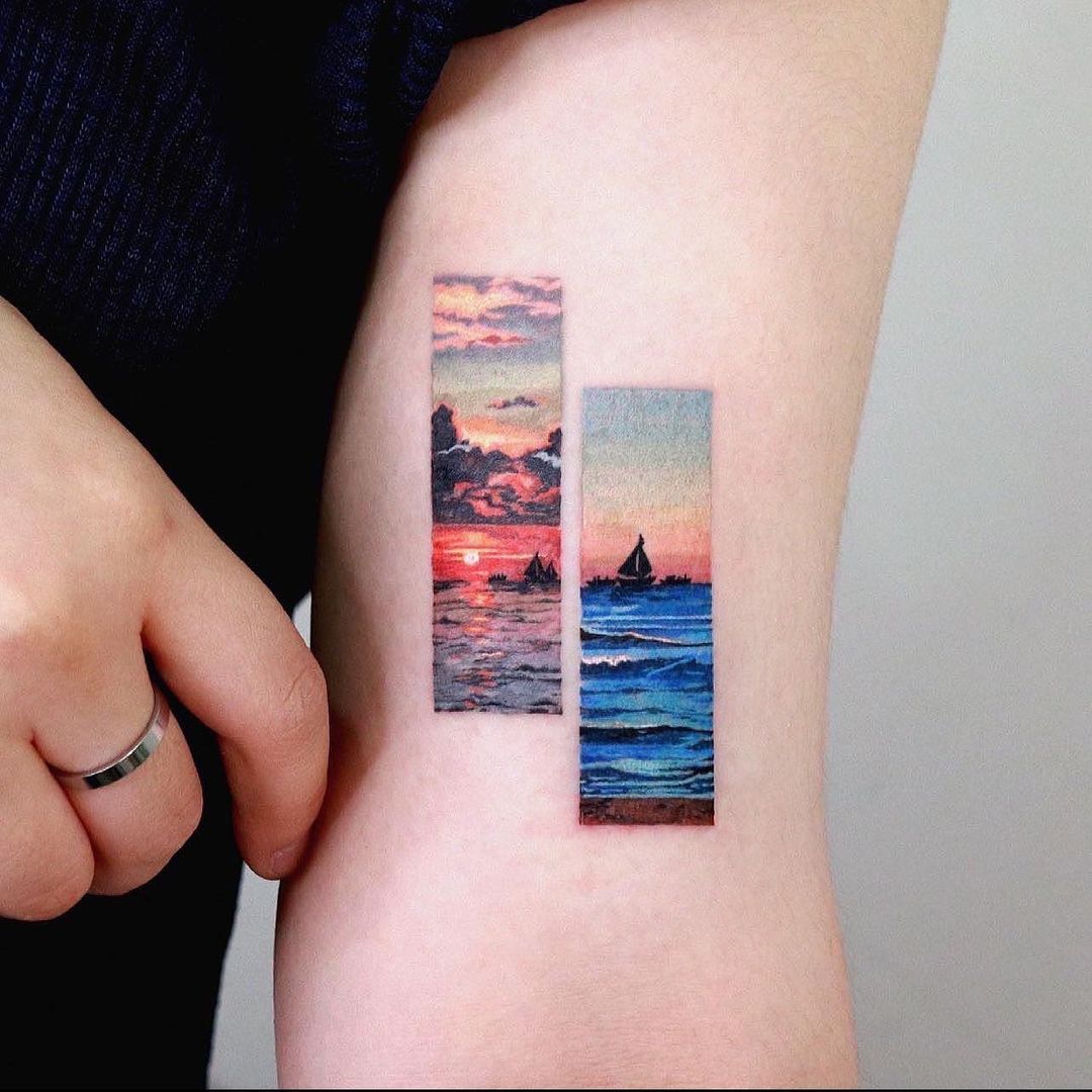 Realistic Wave  Sunset  Best Tattoo Ideas For Men  Women
