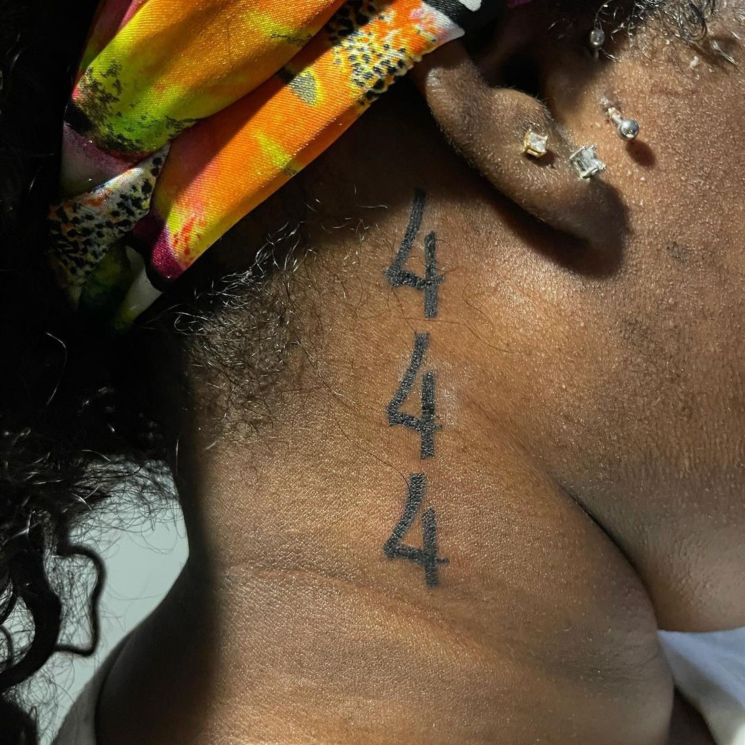 444 Tattoo on The Neck 2