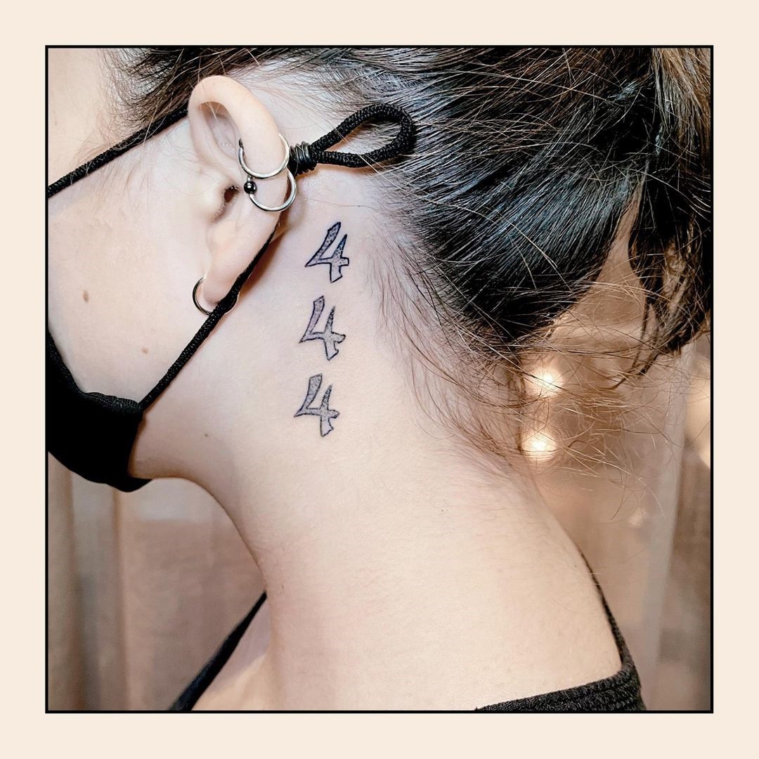 444 Tattoo on The Neck 3