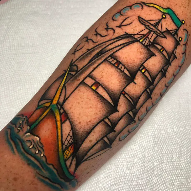 Boat/ship And Ocean Tattoo 2