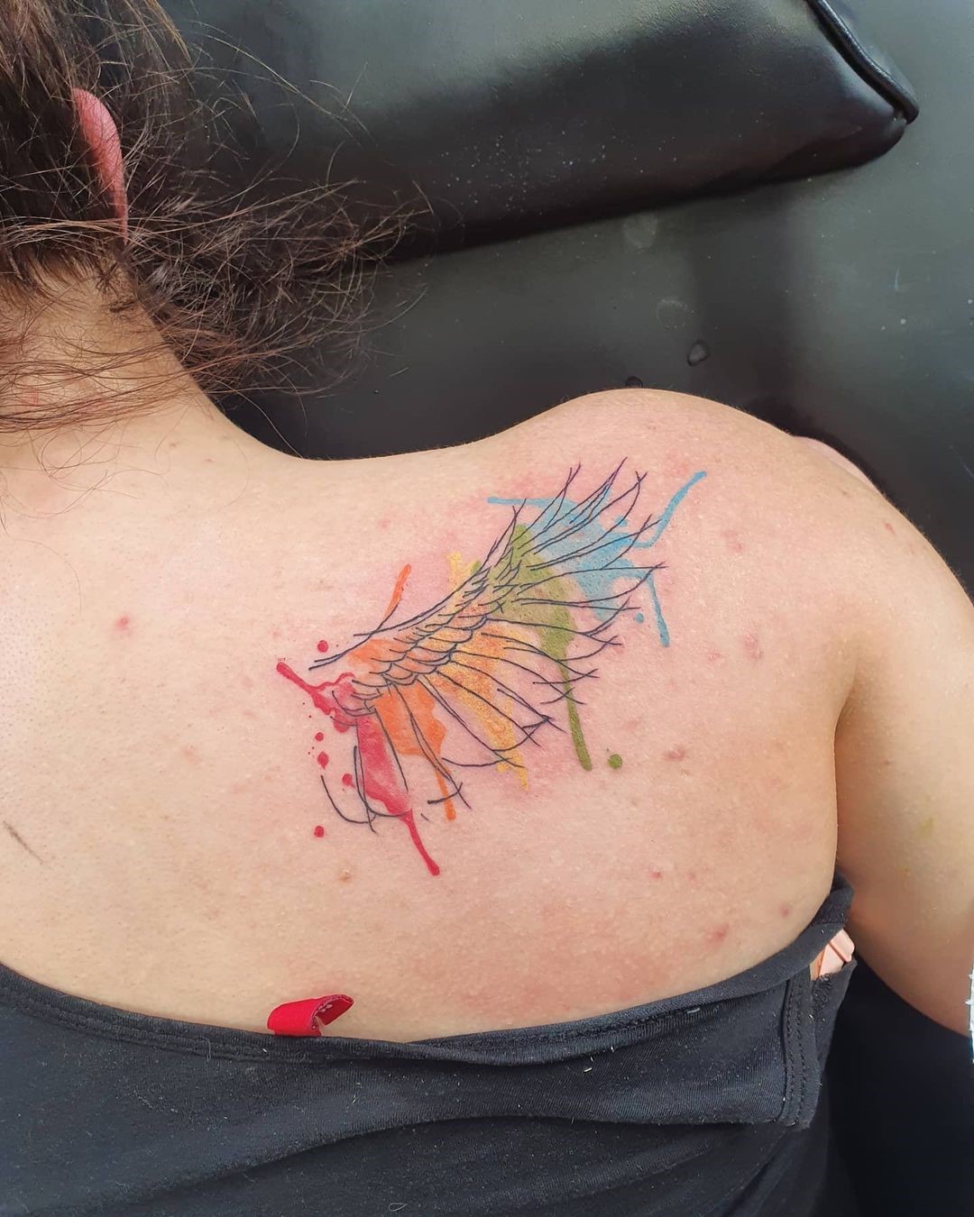 Colorful Wings Feather Tattoo