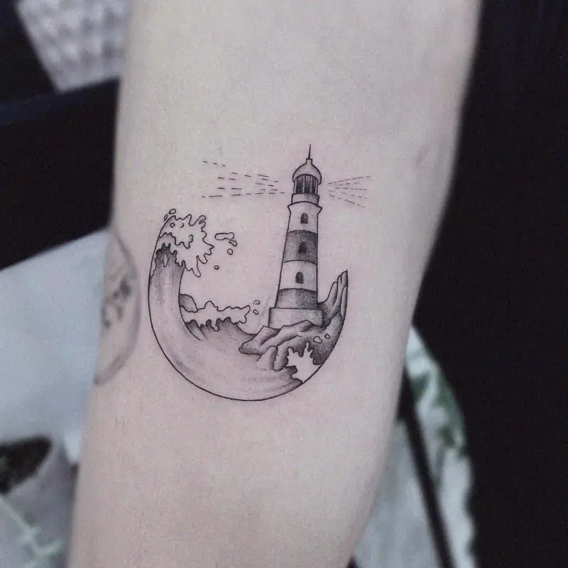 Lighthouse And Ocean Tattoo 2