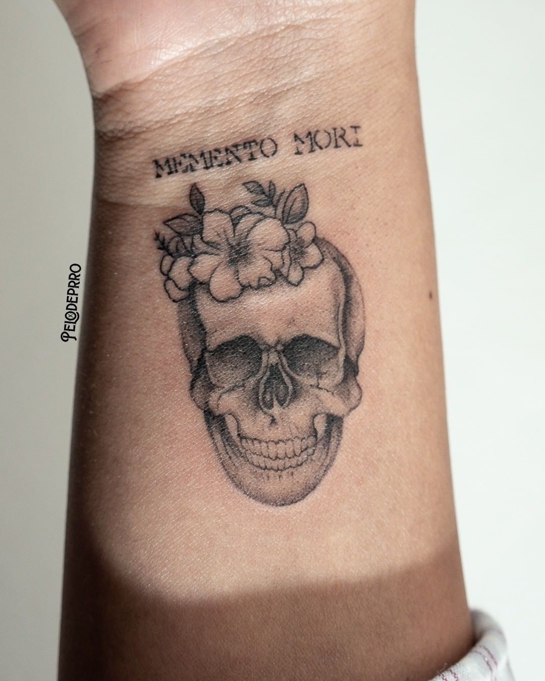 Memento Mori Tattoo With Flowers