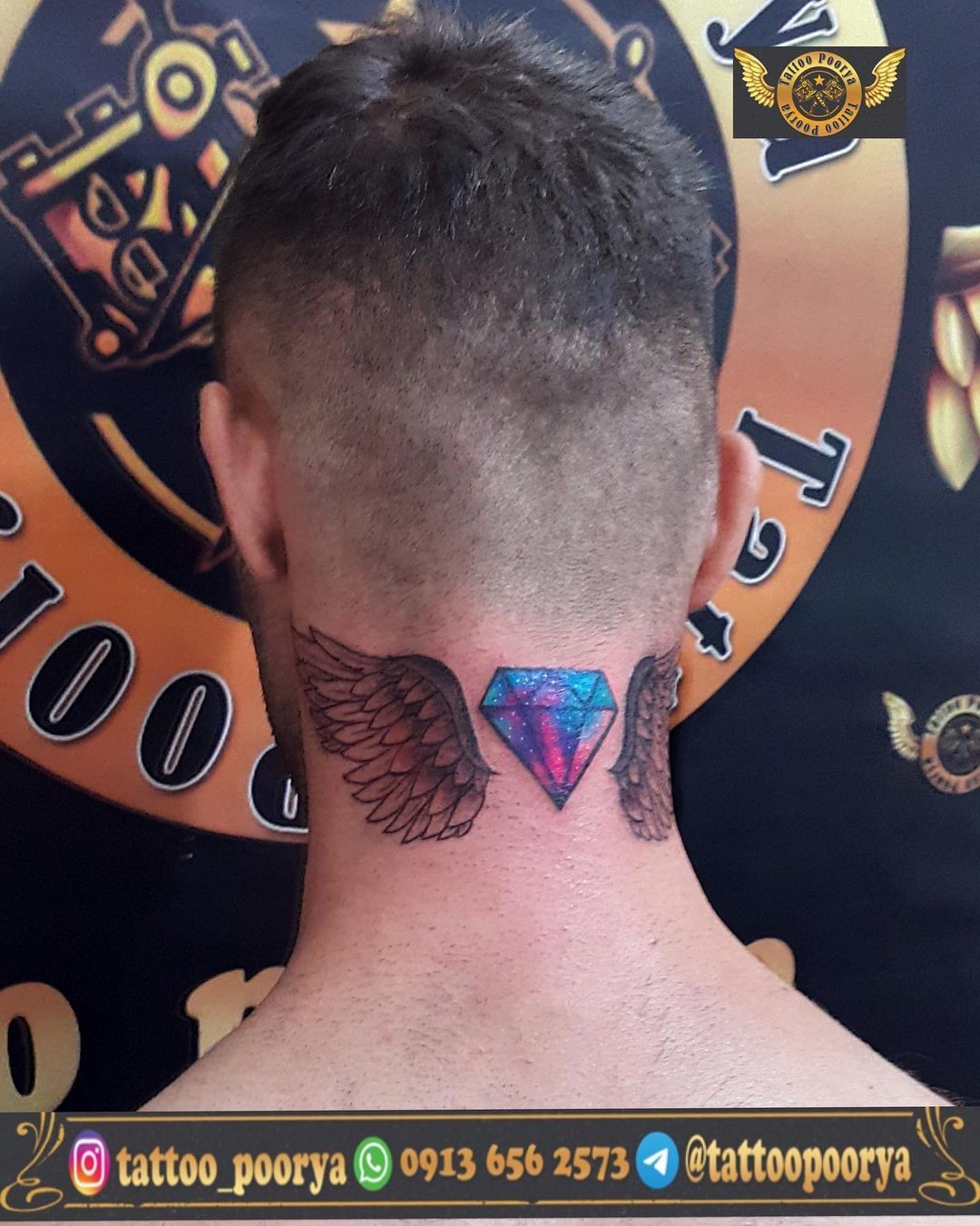 Neck Tattoo For Men With Wings