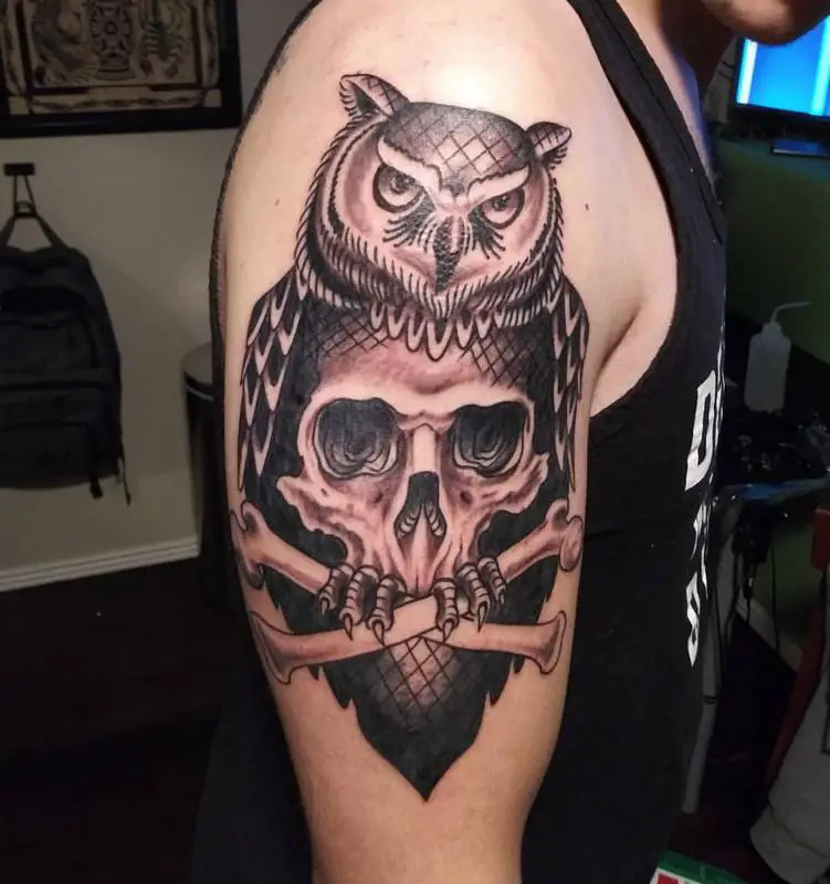 Owl Skull Tattoo 1