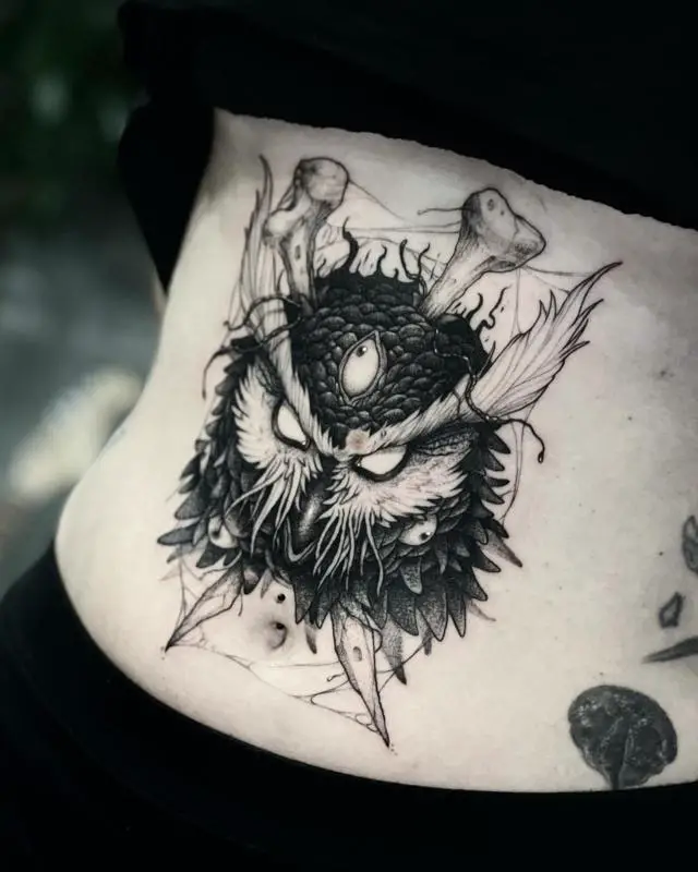 Owl and Other Element Tattoo 3