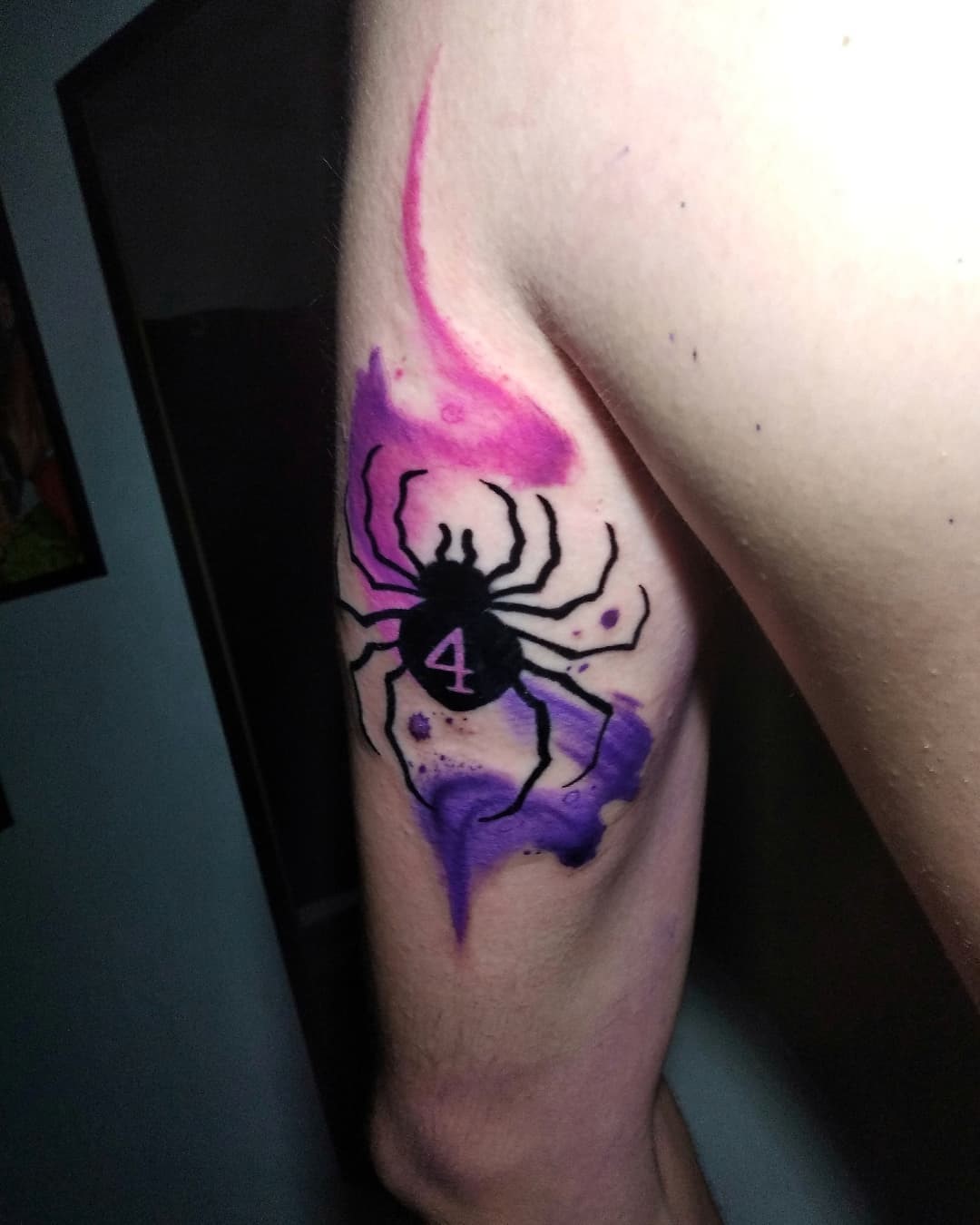 Purple Spider Number 4 Tattoo
