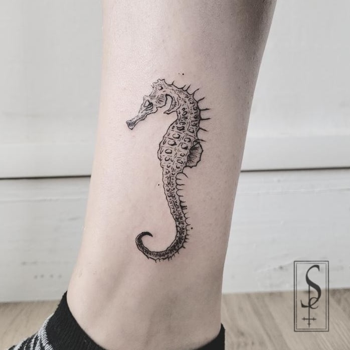 Seahorse And Ocean Tattoo 5